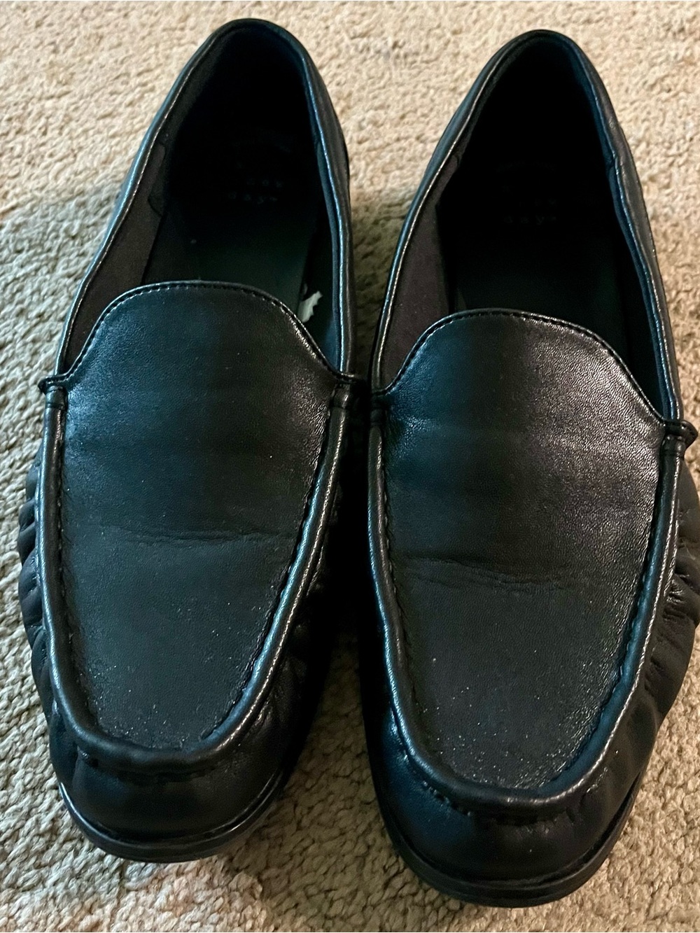 A New Day Black Leather Slip-On Loafers